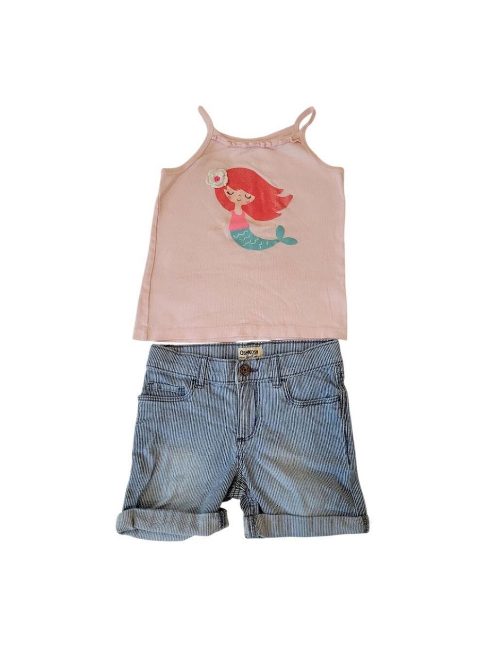 Carter's OshKosh Girls Mermaid Tank & Striped Shorts Set, Size 5
